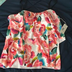 Tankini swim top with built in bra and adjustable straps